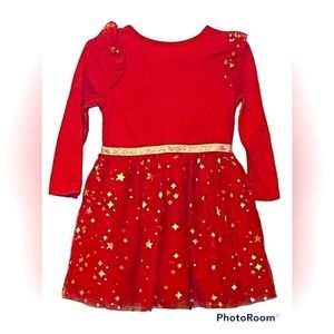 Cat & Jack Red & Gold glitter dress. 2T.